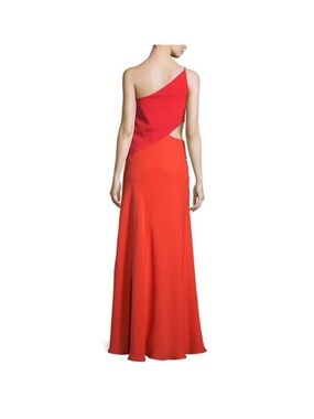 Jill Stuart Two-Tone Red One-Shoulder Evening Dress